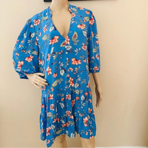 Emma & Michele Dresses | Emma & Michele | Floral Tiered Dress Sz L | Color: Blue | Size: L | Loribaldacchino's Closet Emma & Michele Dresses | Emma & Michele | Floral Tiered Dress Sz L | Color: Blue | Size: L | Loribaldacchino's Closet